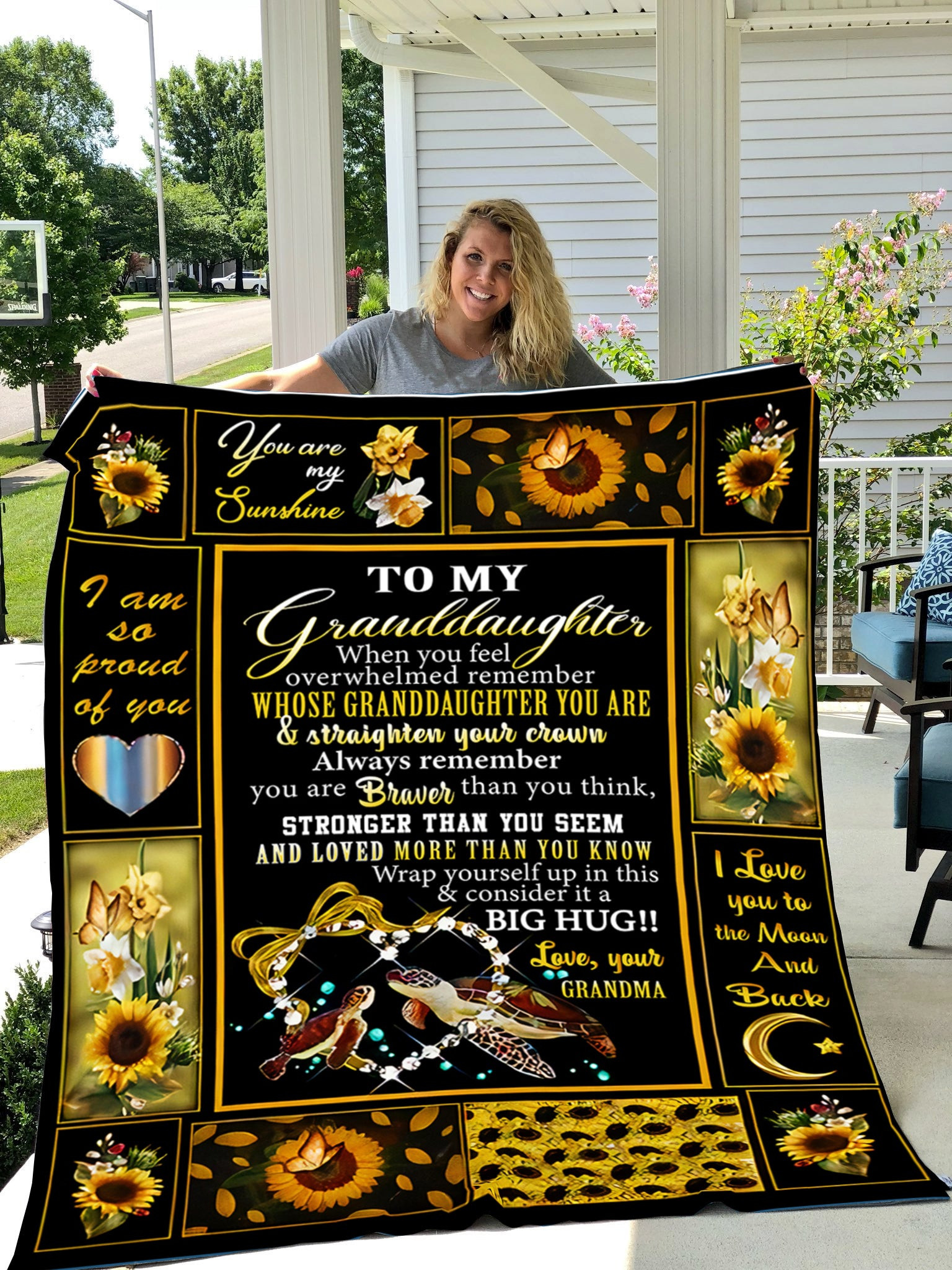 to my granddaughter my sunshine love you to the moon and back sunflowers sherpa blanket 34uxf