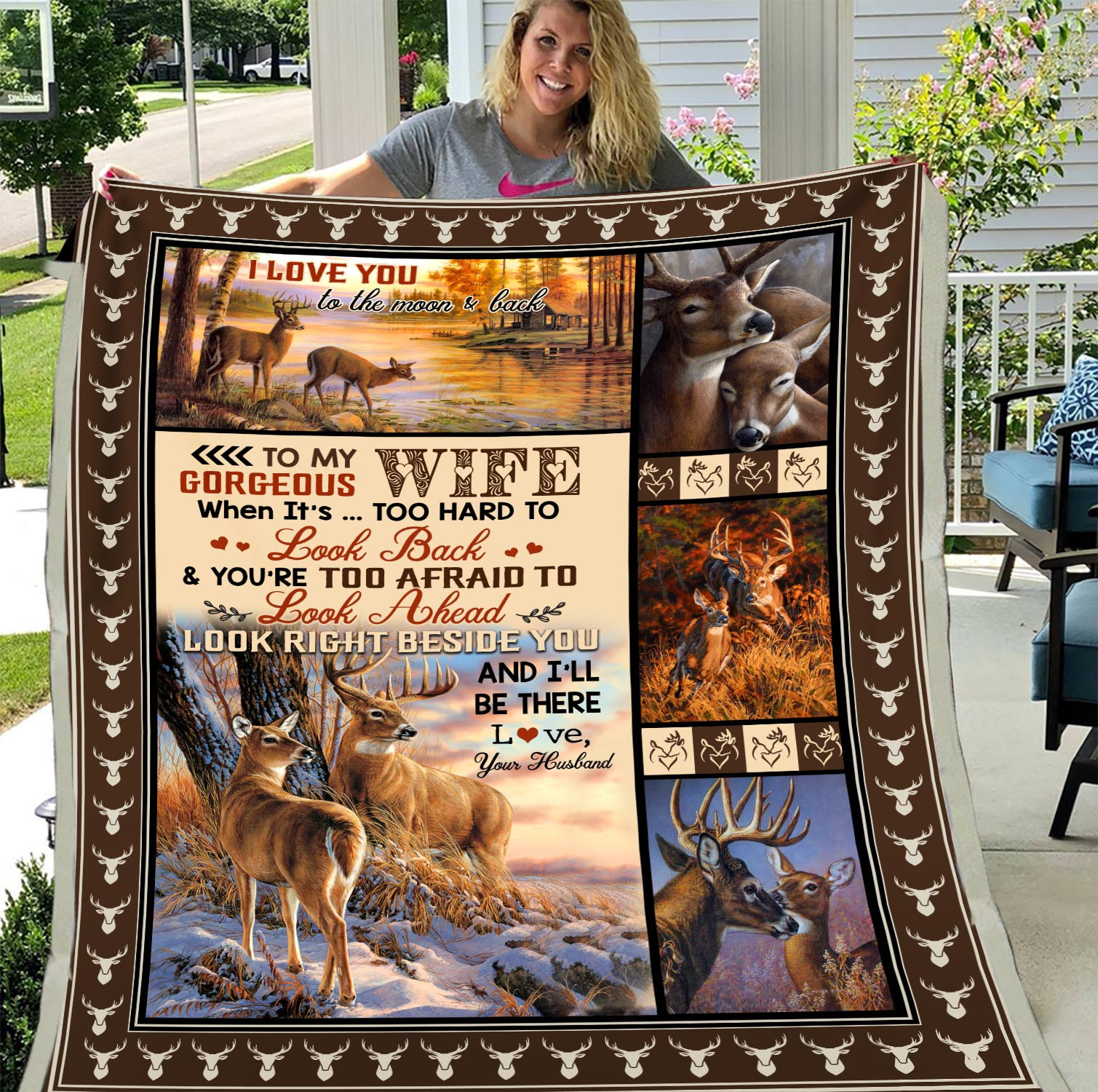 to my wife i will be there deer couples multicolor throw blanket xn7eh