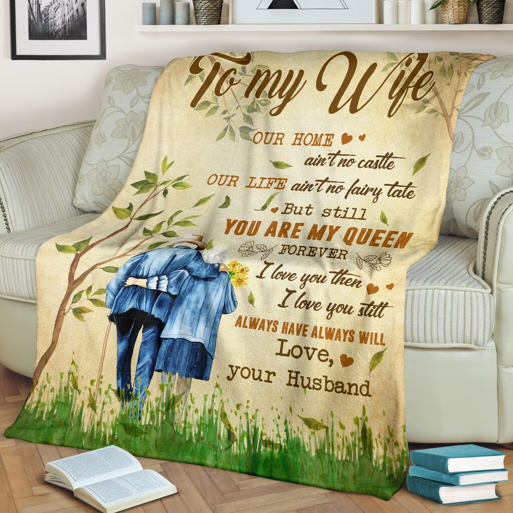 to my wife you are my queen couple light yellow throw blanket worwf