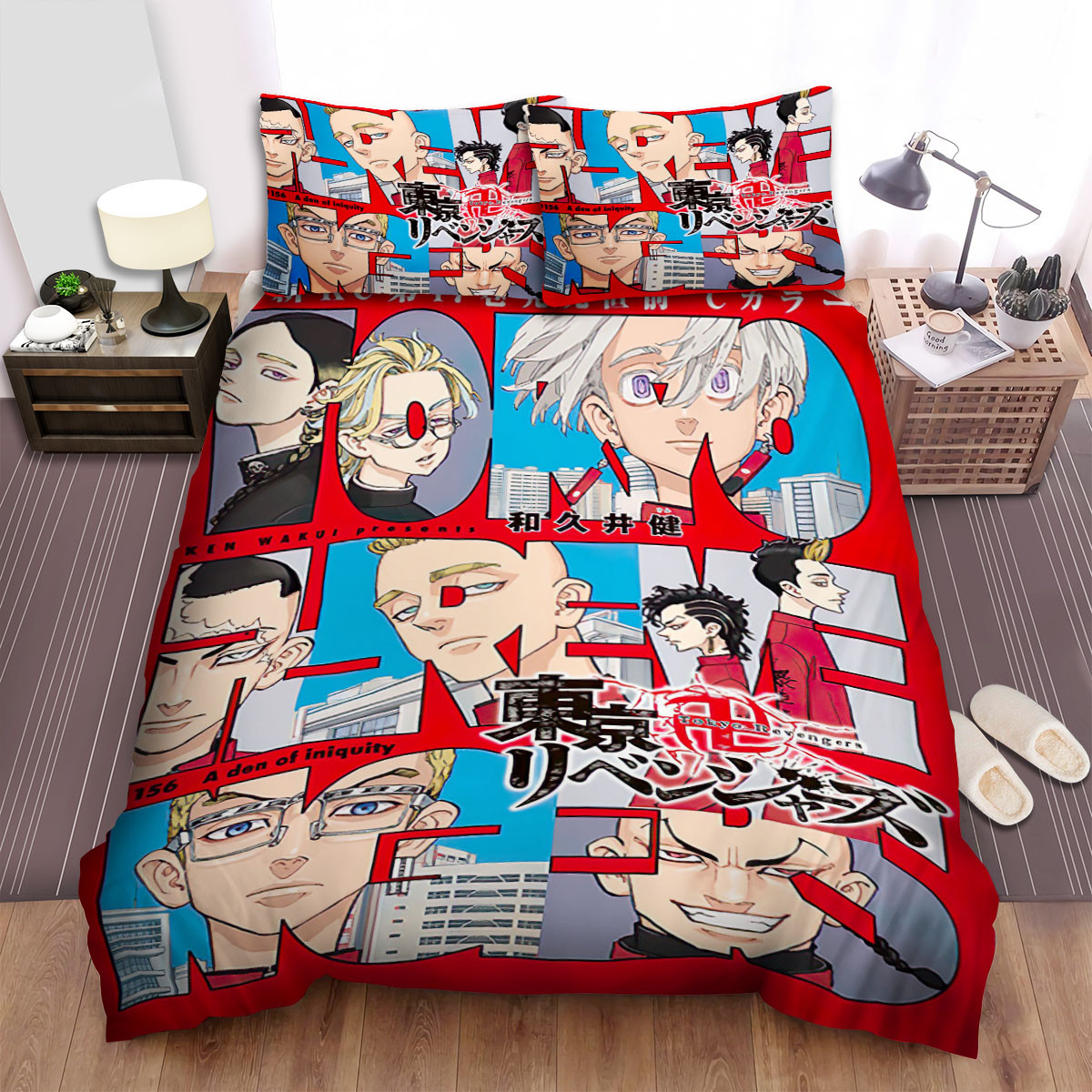 tokyo revengers characters in red duvet cover bedroom sets comfortable bedding sets tcfn8