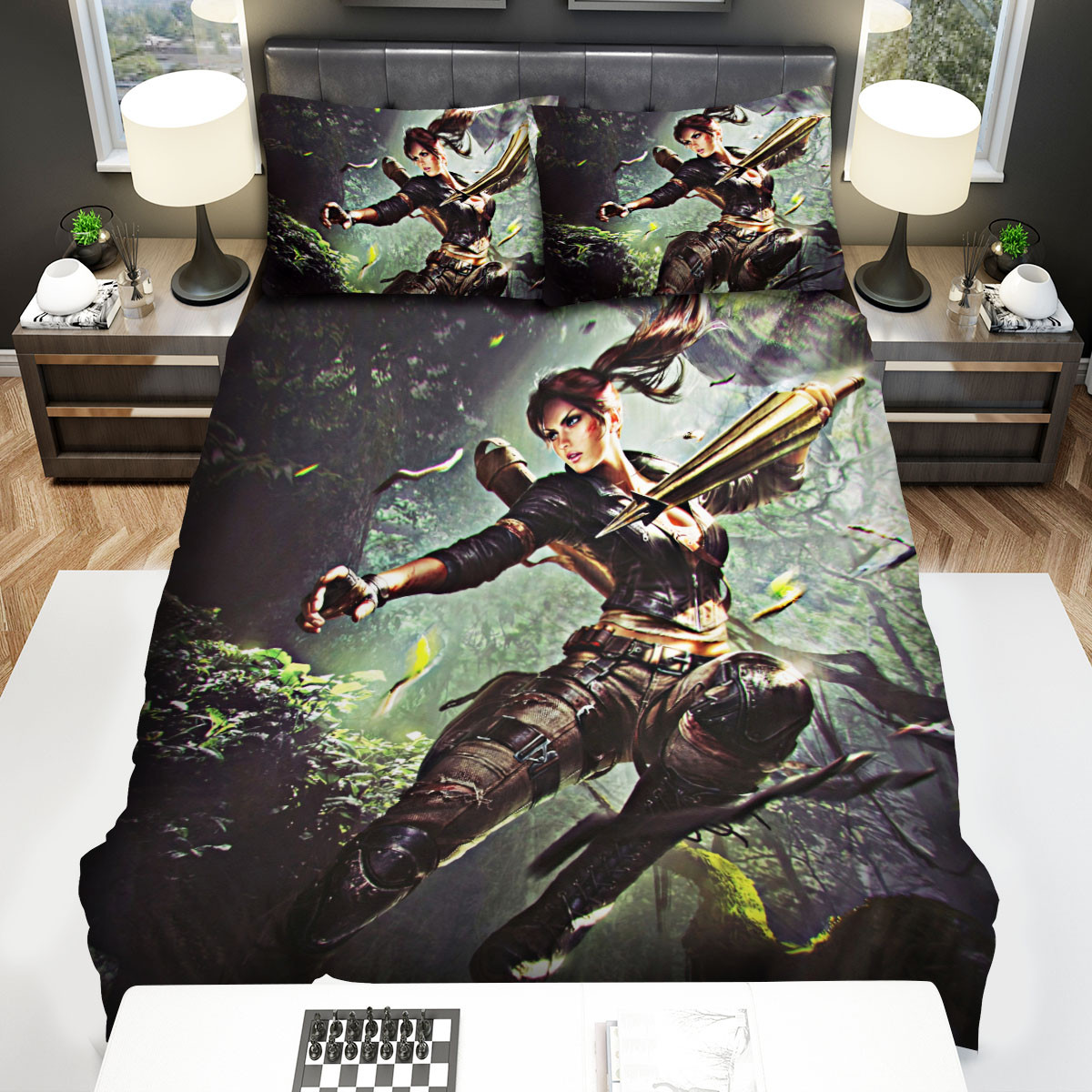 tomb raider lara croft and the umbrella weapon bed sheets spread comforter duvet cover bedding sets 0luy2