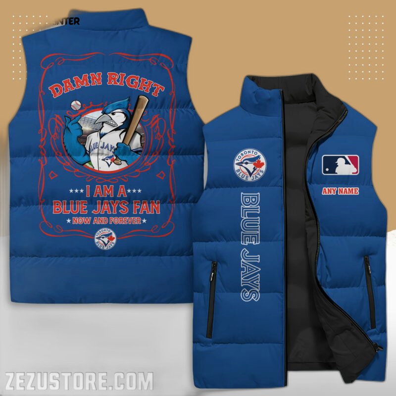 toronto blue jays mlb sleeveless puffer jacket custom for fans gifts YtsnhM