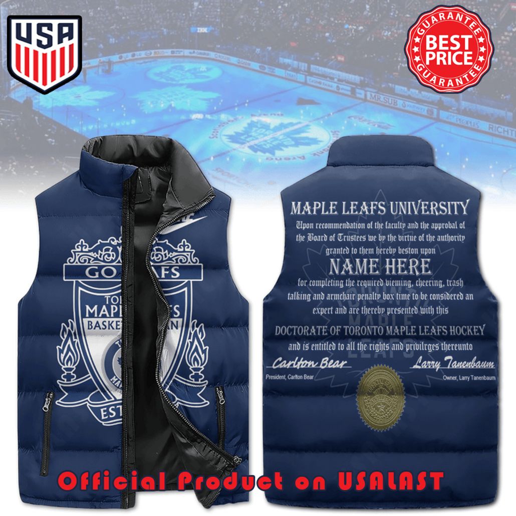 toronto maple leafs go leafs basketball fan puffer sleeveless jacket 1 yQyv4