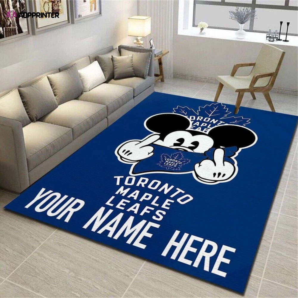 toronto maple leafs mickey rug living room floor decor fan gifts 3