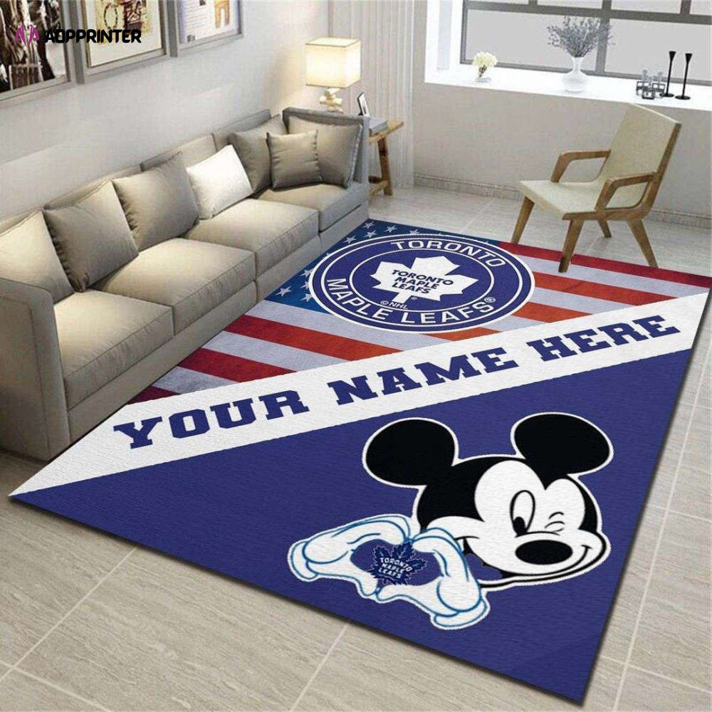 toronto maple leafs mickey rug living room floor decor fan gifts 6