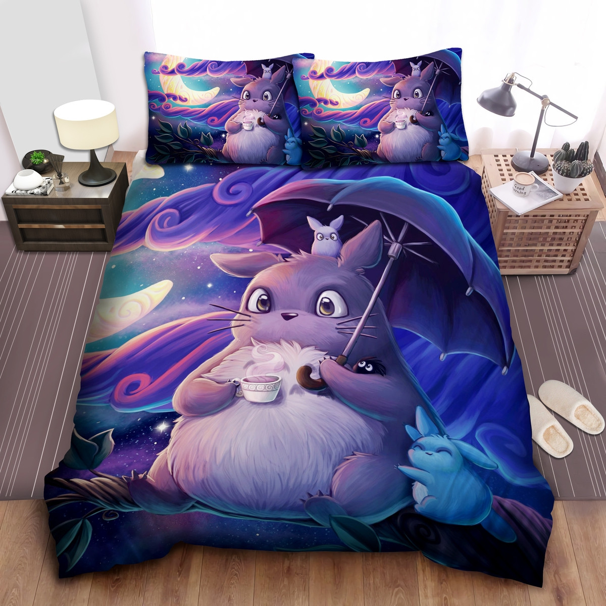 totoro friends digital art duvet cover bedroom sets comfortable bedding sets oelm7