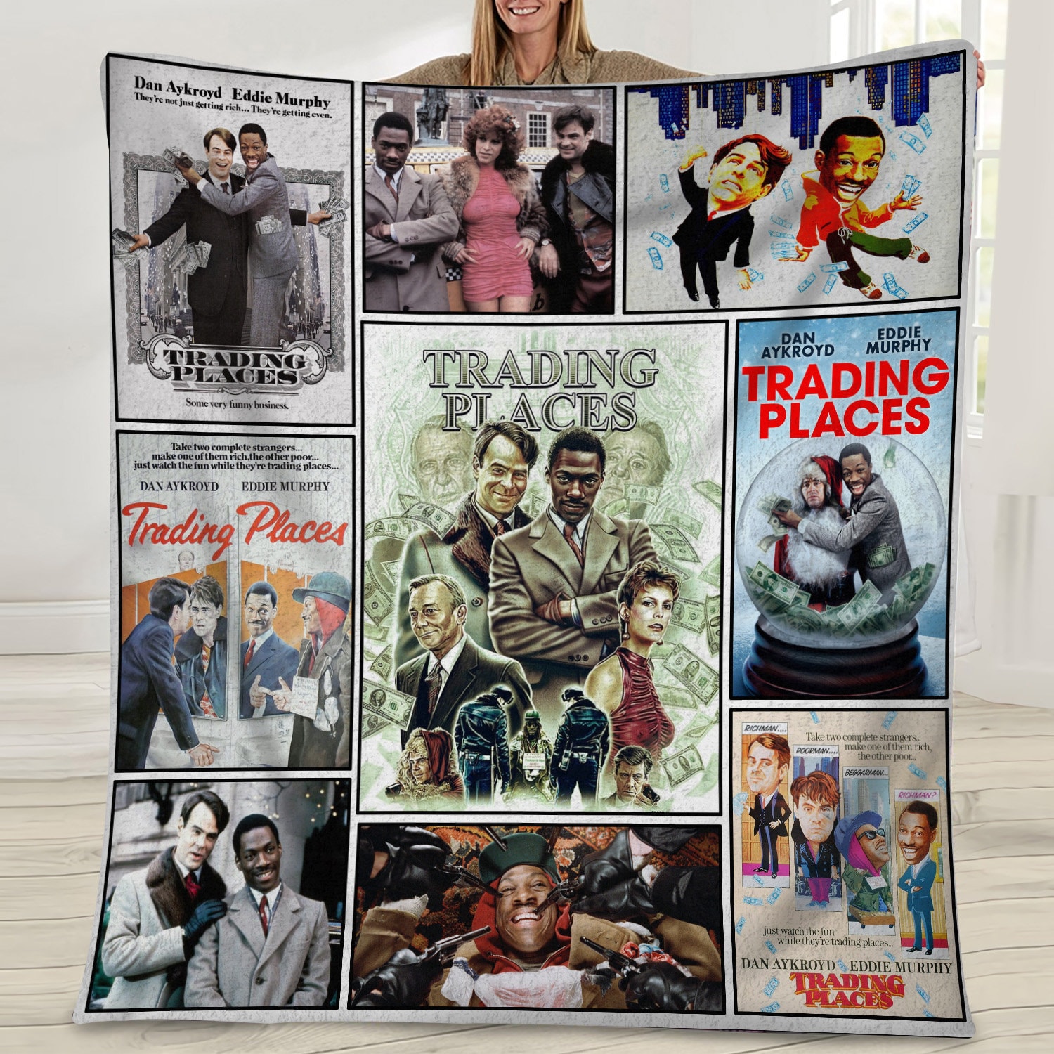 trading places vintage 90s chrismtas funny movie blanket p1fjg