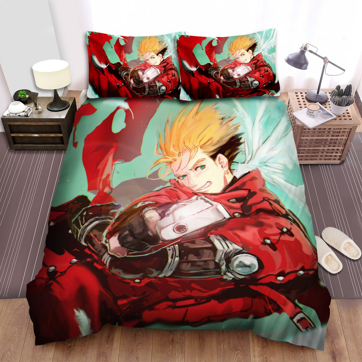 trigun vash the stampede fighting with the gun art bed sheets spread comforter duvet cover bedding sets hmbfe