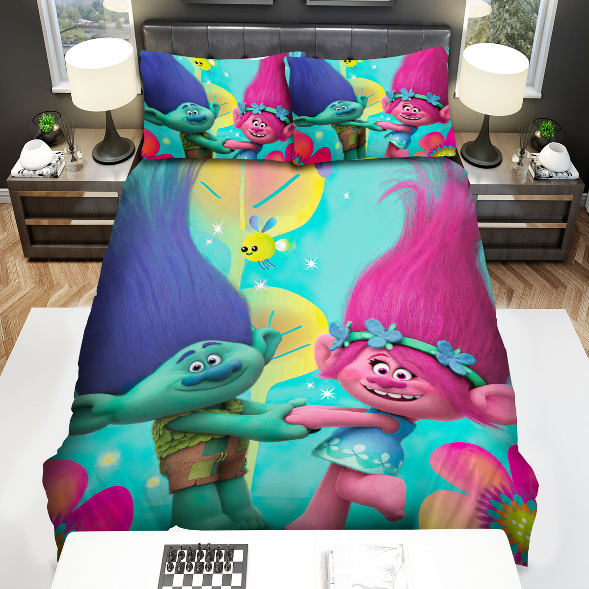 trolls poppy and branch with the flowers duvet cover bedroom sets comfortable bedding sets b1uim