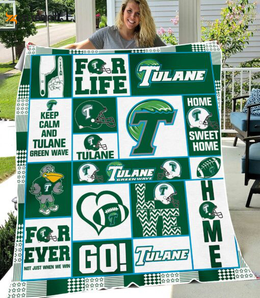 tulane green wave 1 quilt blanket for fans home decor gift 2 1