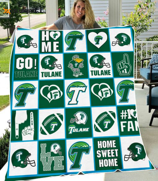 tulane green wave 2 quilt blanket for fans home decor gift 2