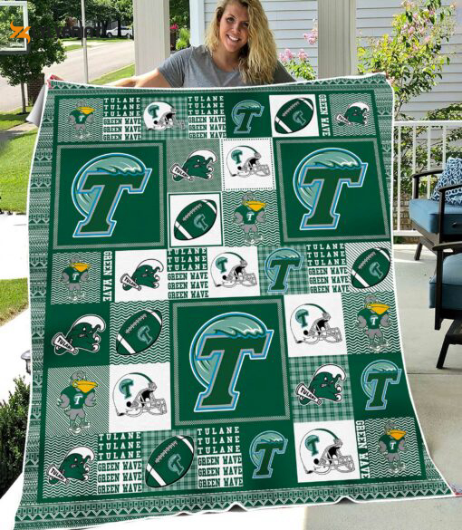 tulane green wave 3 quilt blanket for fans home decor gift