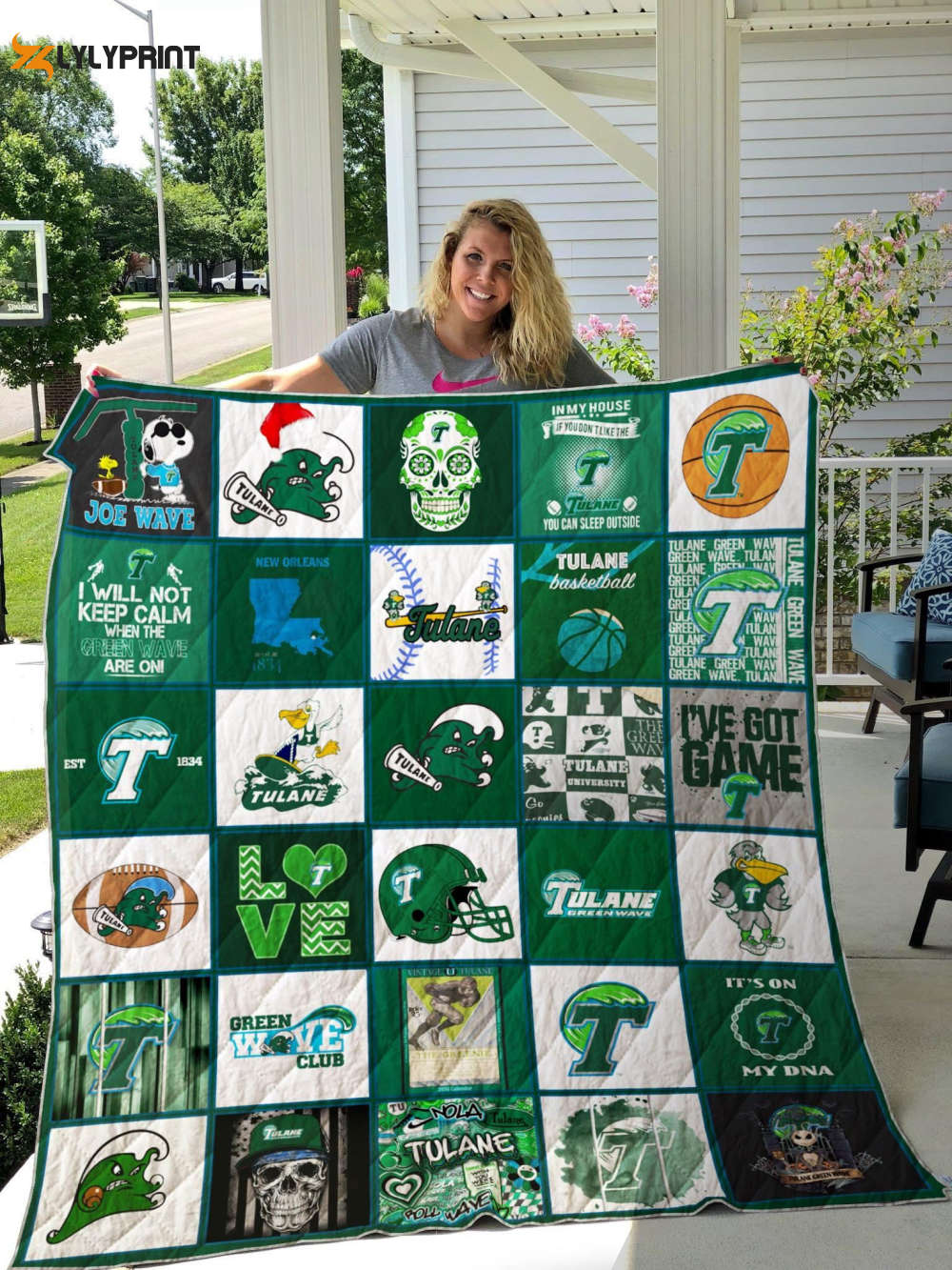 tulane green wave quilt blanket for fans home decor gift 1