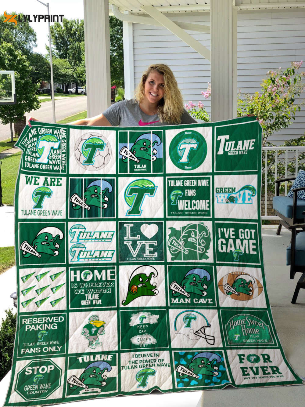 tulane green wave quilt blanket for fans home decor gift 2