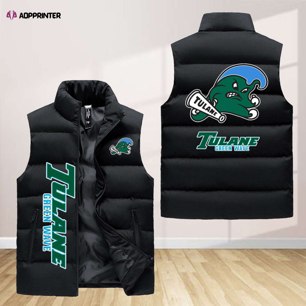 tulane green wave sleeveless puffer jacket custom for fans gifts