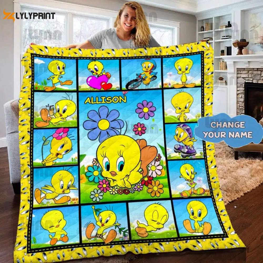 tweety bird custom name quilt blanket