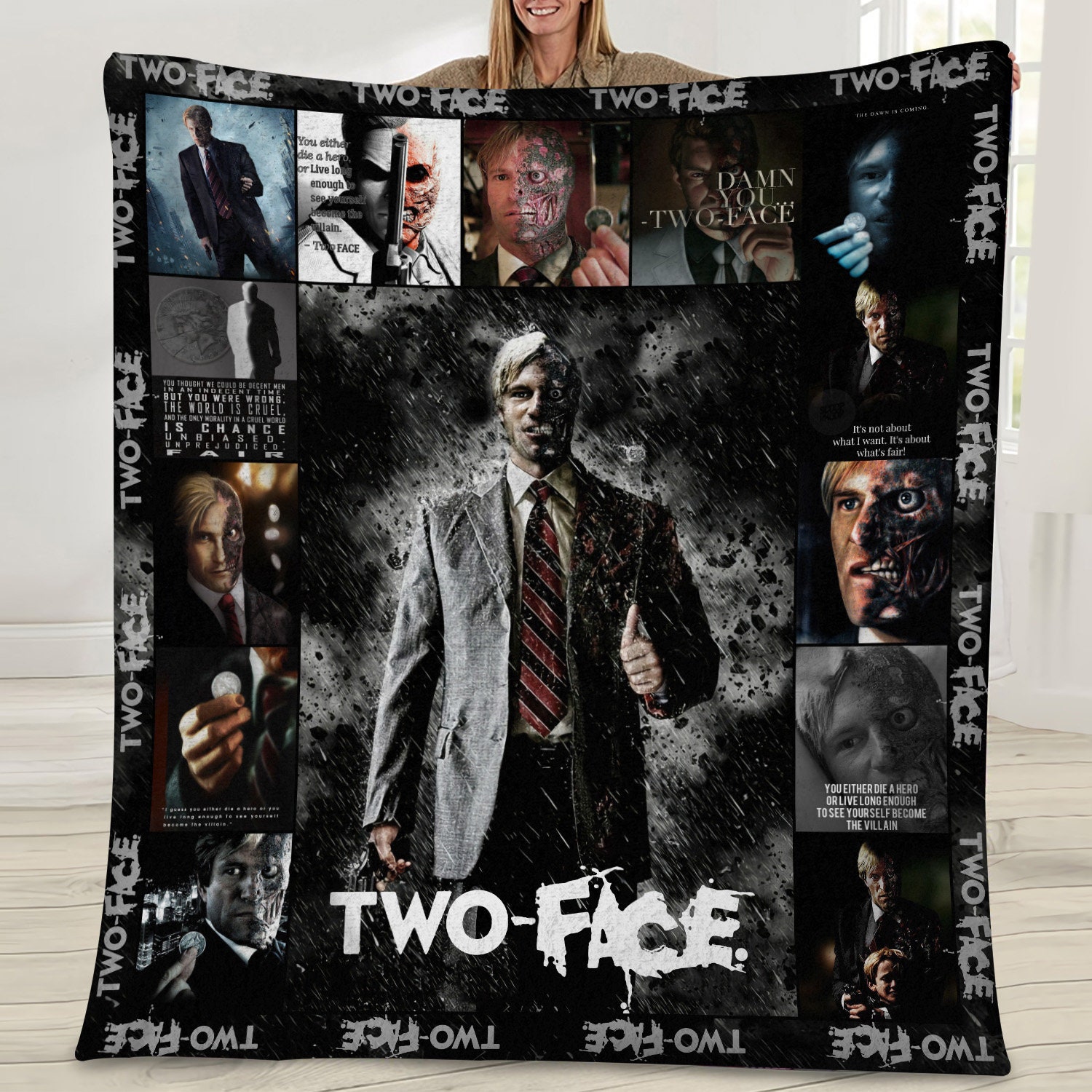 two face dc villains dc fan movie blanket efirb