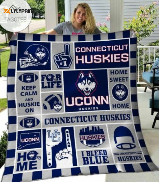 uconn huskies quilt blanket for fans home decor gift 2a