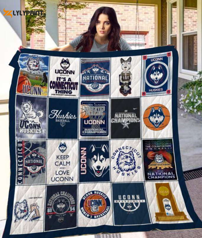 uconn huskies quilt blanket for fans home decor gift