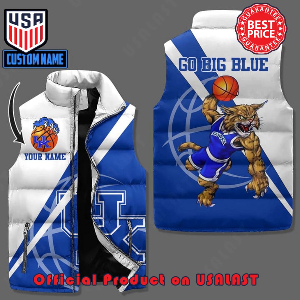 uk kentucky wildcats go big blue custom name puffer sleeveless jacket 1 jlMWi