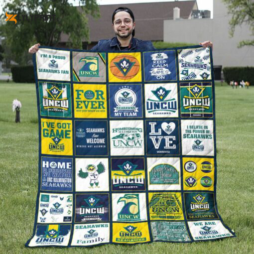 unc wilmington seahawks quilt blanket 2a