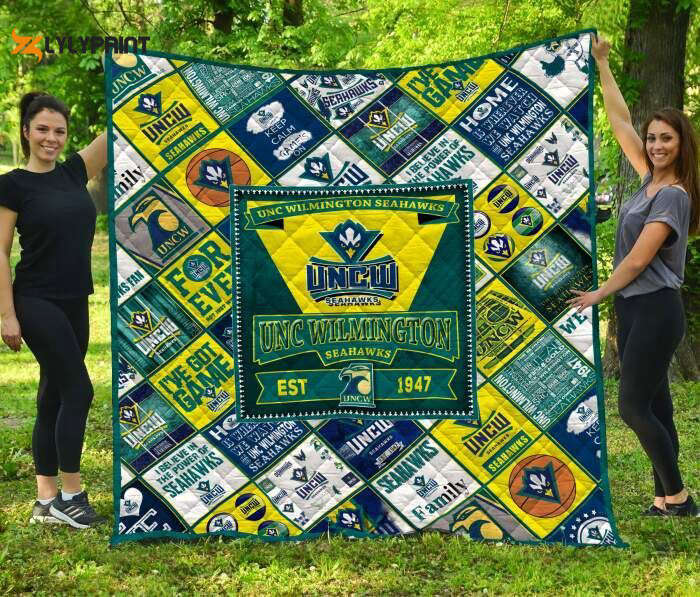 unc wilmington seahawks quilt blanket for fans home decor gift 2