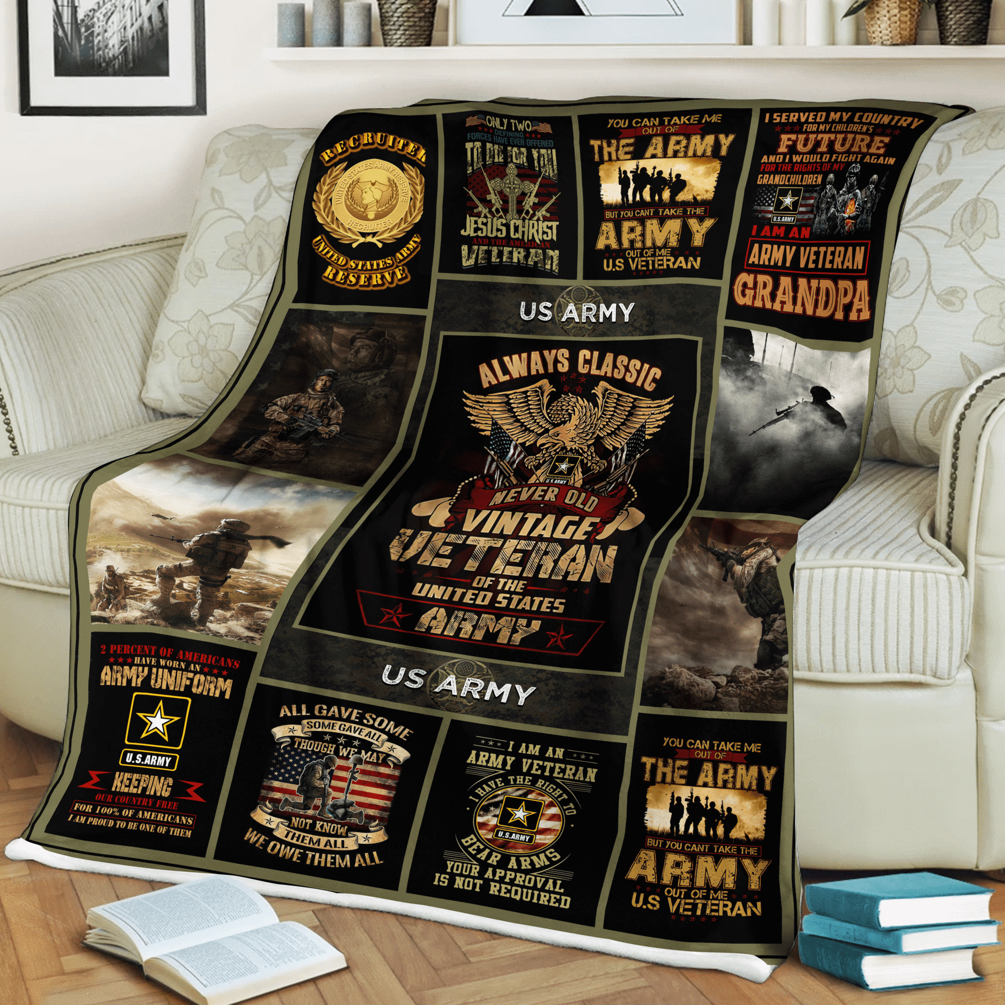 us army always classic never old soldiers american flag throw blanket toncr