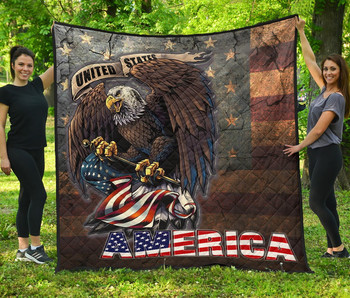 us independence day bald eagle broken us flag premium quilt blanket pm81l