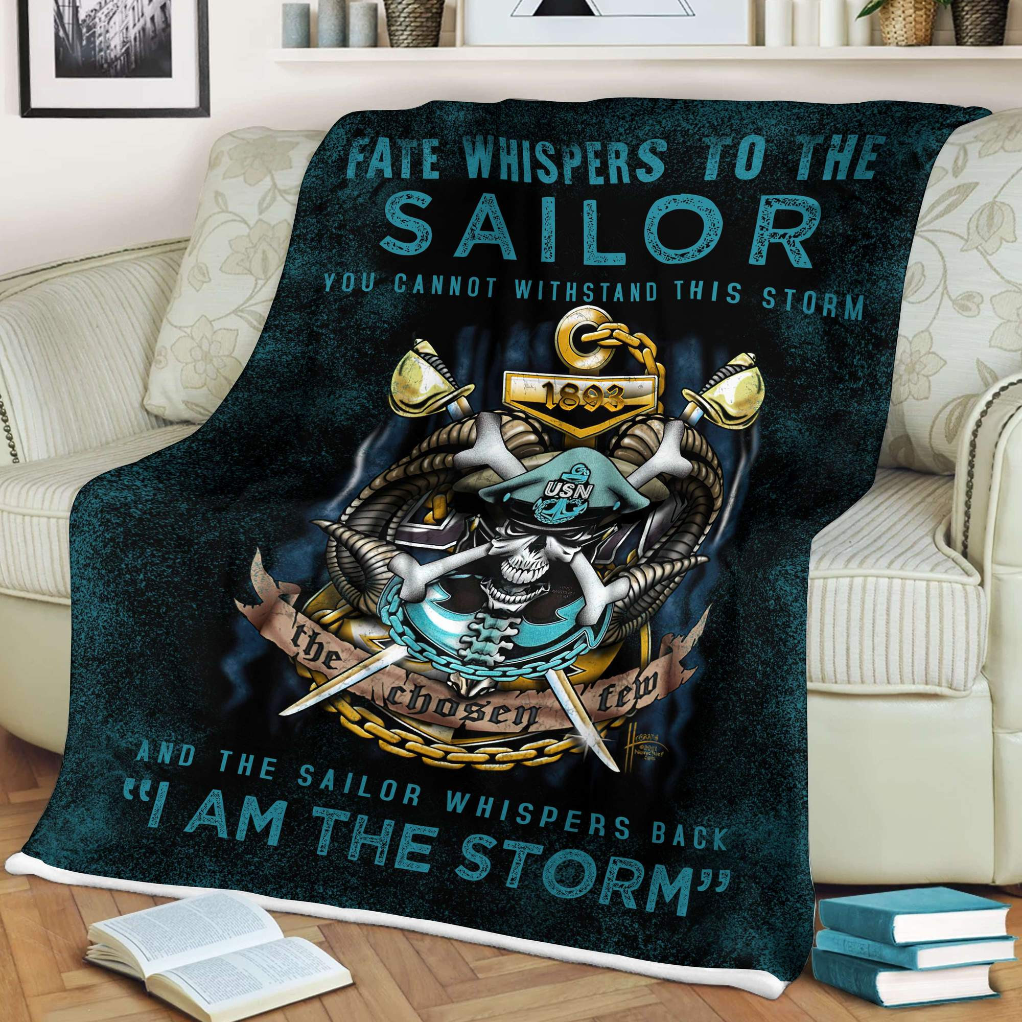 us navy i am the storm skull swords usn throw blanket x1ltt