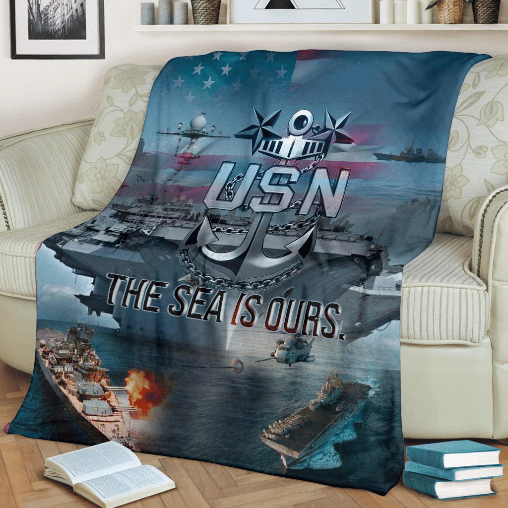 us navy usn the sea is ours american flag throw blanket lecef