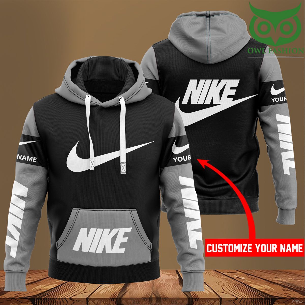 us0qtqAc 37 Personalized Nike black and grey hightlight hoodies and sweatpants