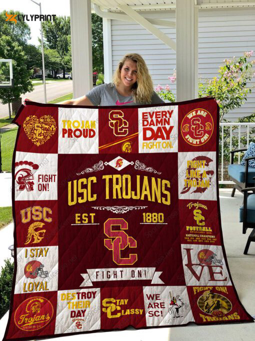 usc trojans 1 quilt blanket