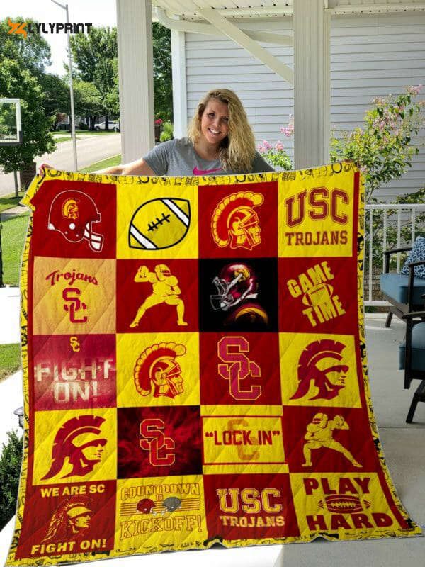 usc trojans 2 quilt blanket for fans home decor gift