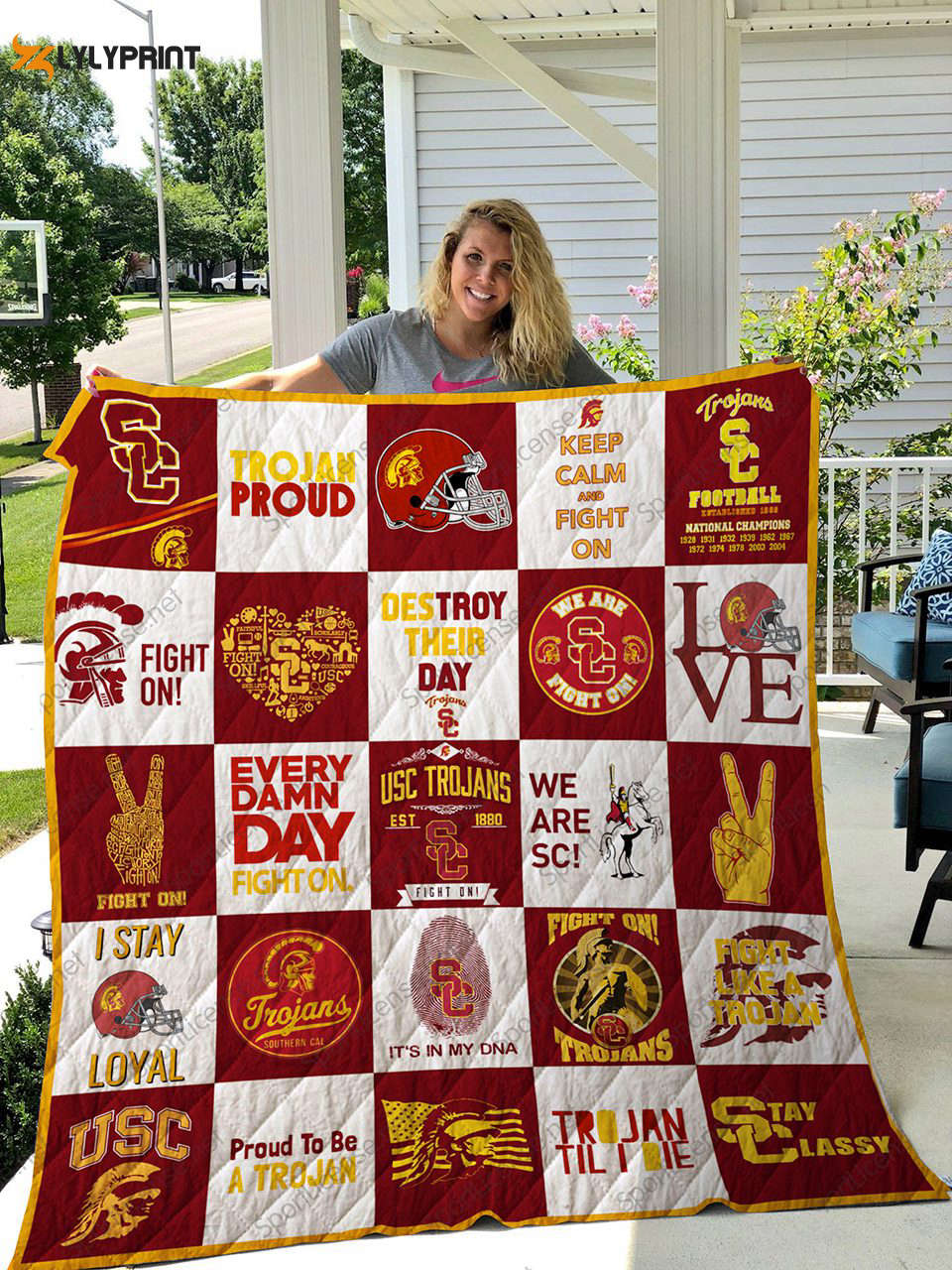 usc trojans quilt blanket