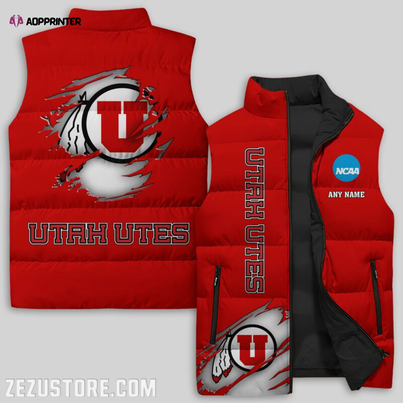 utah utes ncaa sleeveless puffer jacket custom for fans spj2133