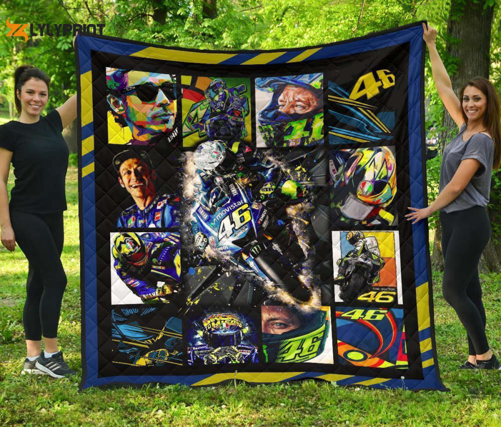 valentino rossi quilt blanket for fans home decor gift 2a