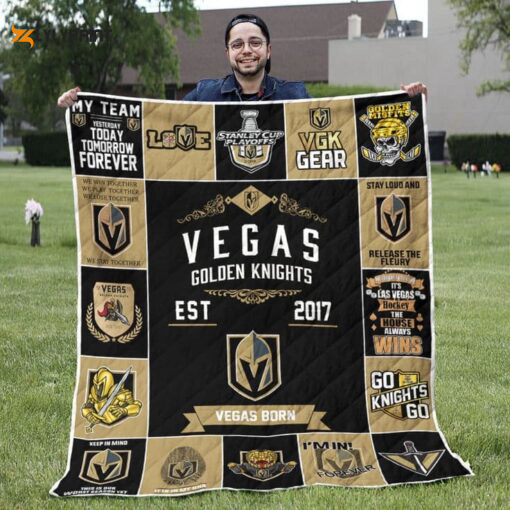 vegas golden knights 3 quilt blanket 2