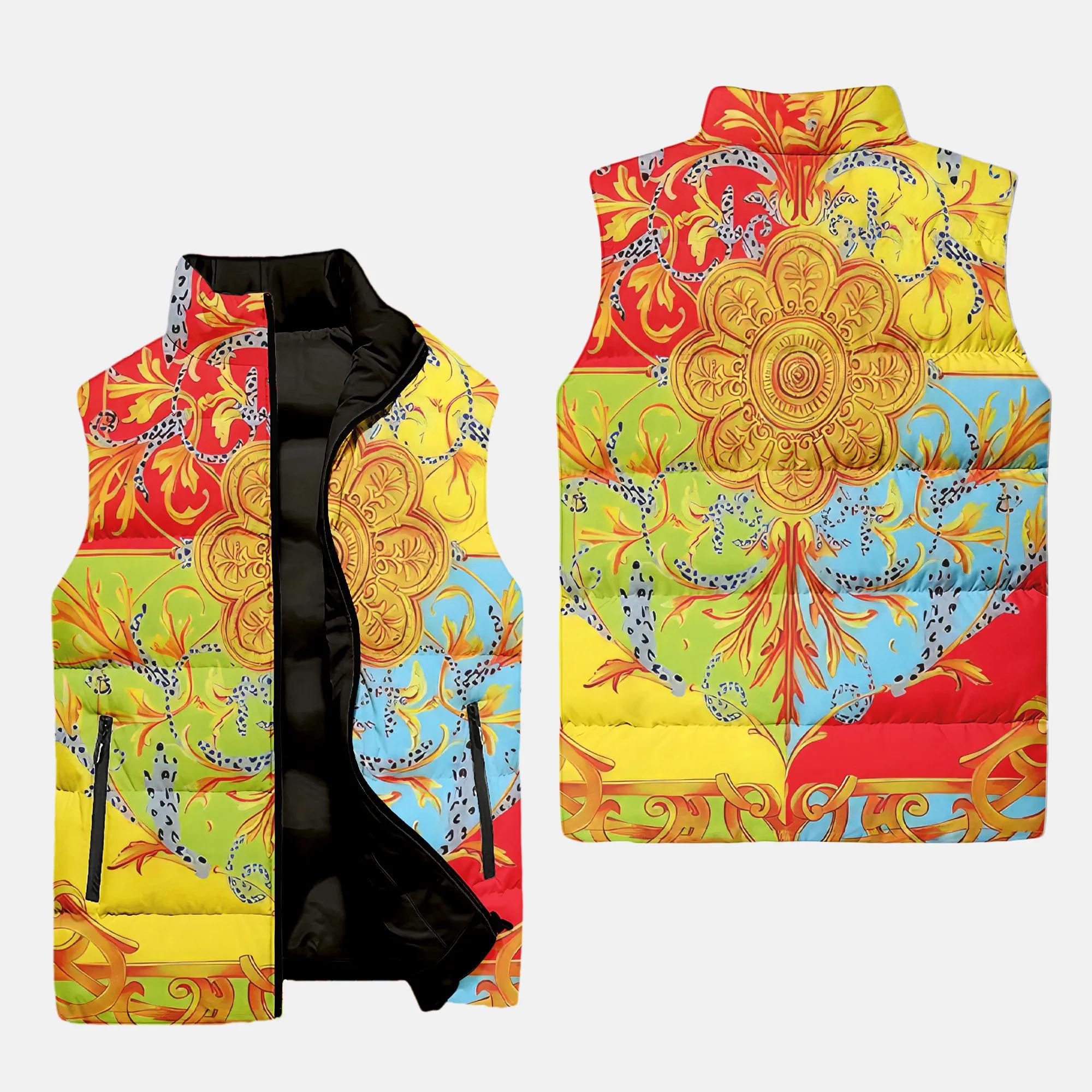 versace colorful luxury brand premium fashion 3d sleeveless puffer jacket 20240108093814192