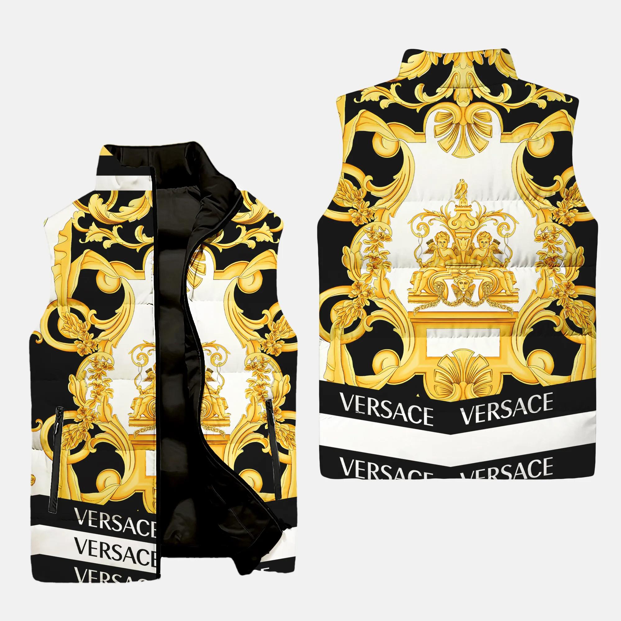 versace golden luxury brand premium fashion 3d sleeveless puffer jacket 20240108093818386