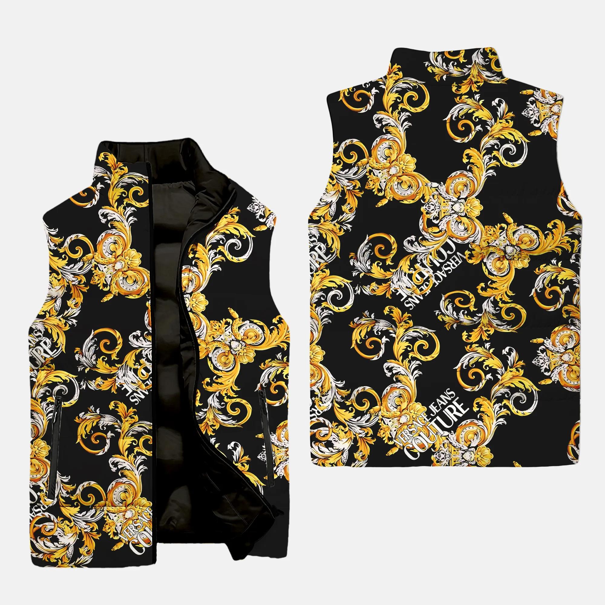 versace golden pattern luxury brand premium fashion 3d sleeveless puffer jacket 20240108093754693