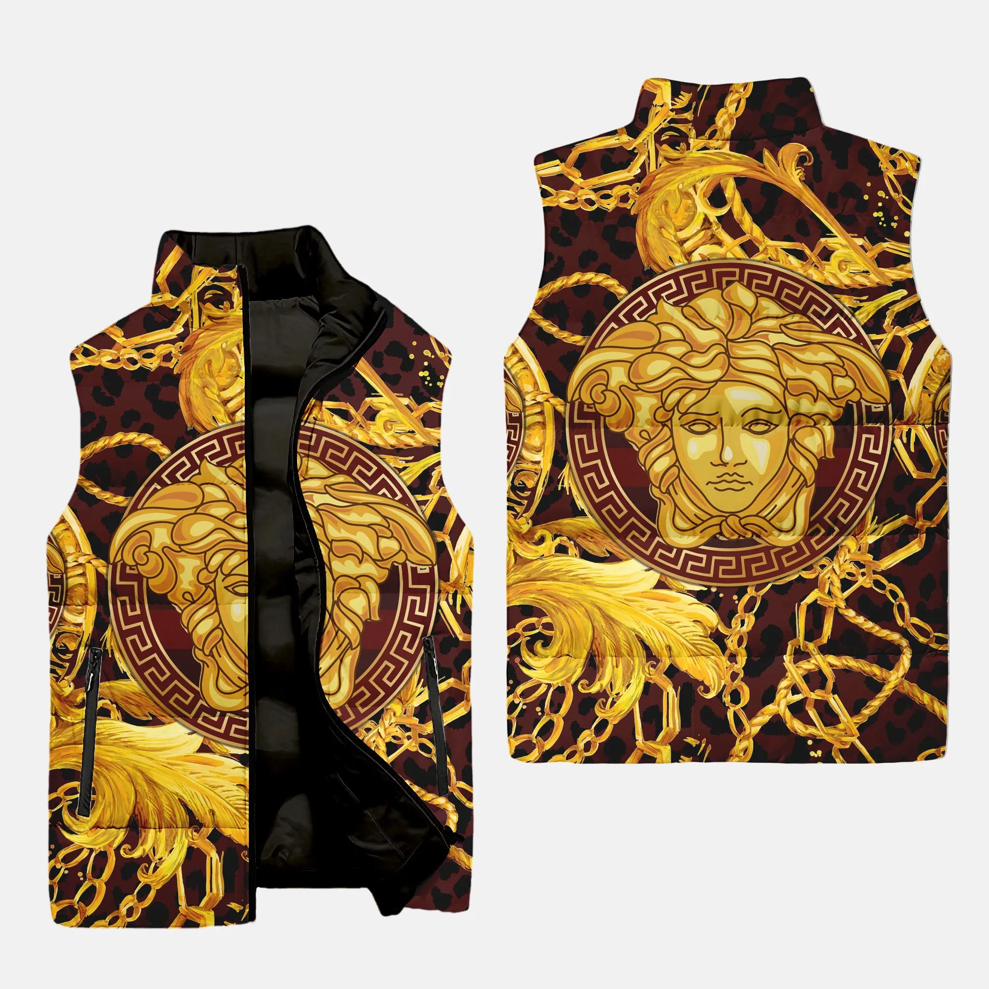 versace medusa goiden pattern luxury brand premium fashion 3d sleeveless puffer jacket 20240108093804178