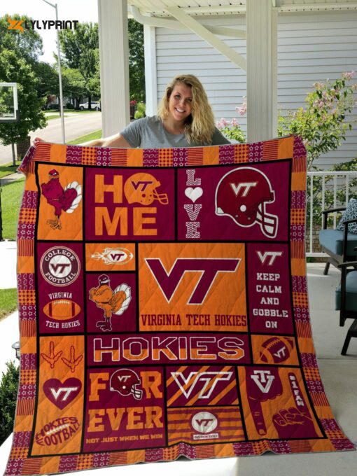 virginia tech hokies 2 quilt blanket for fans home decor gift