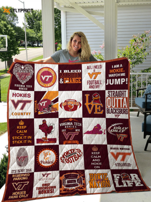 virginia tech hokies quilt blanket for fans home decor gift