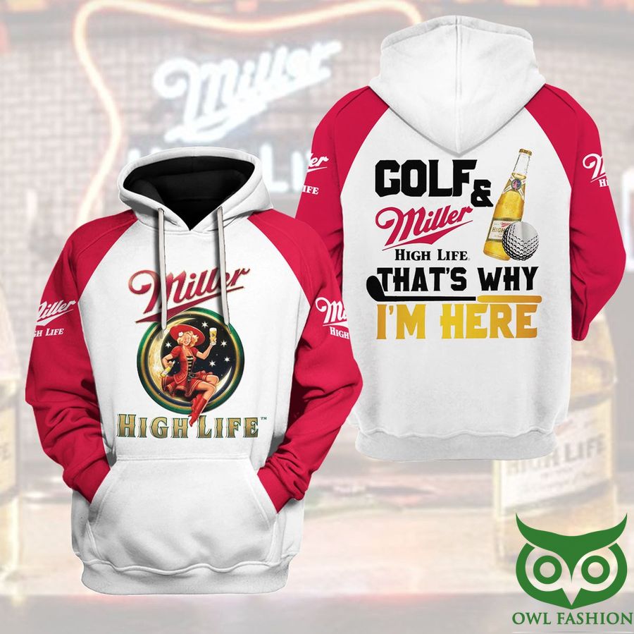 vnProUtu 30 Miller High Life GolfBeer My Life Red and White 3D Hoodie