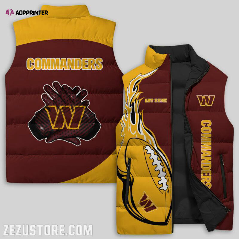 washington commanders nfl sleeveless puffer jacket custom for fans gifts 2