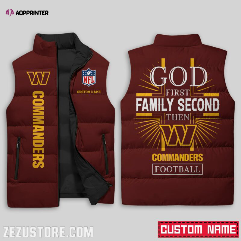 washington commanders nfl sleeveless puffer jacket custom for fans spj0926