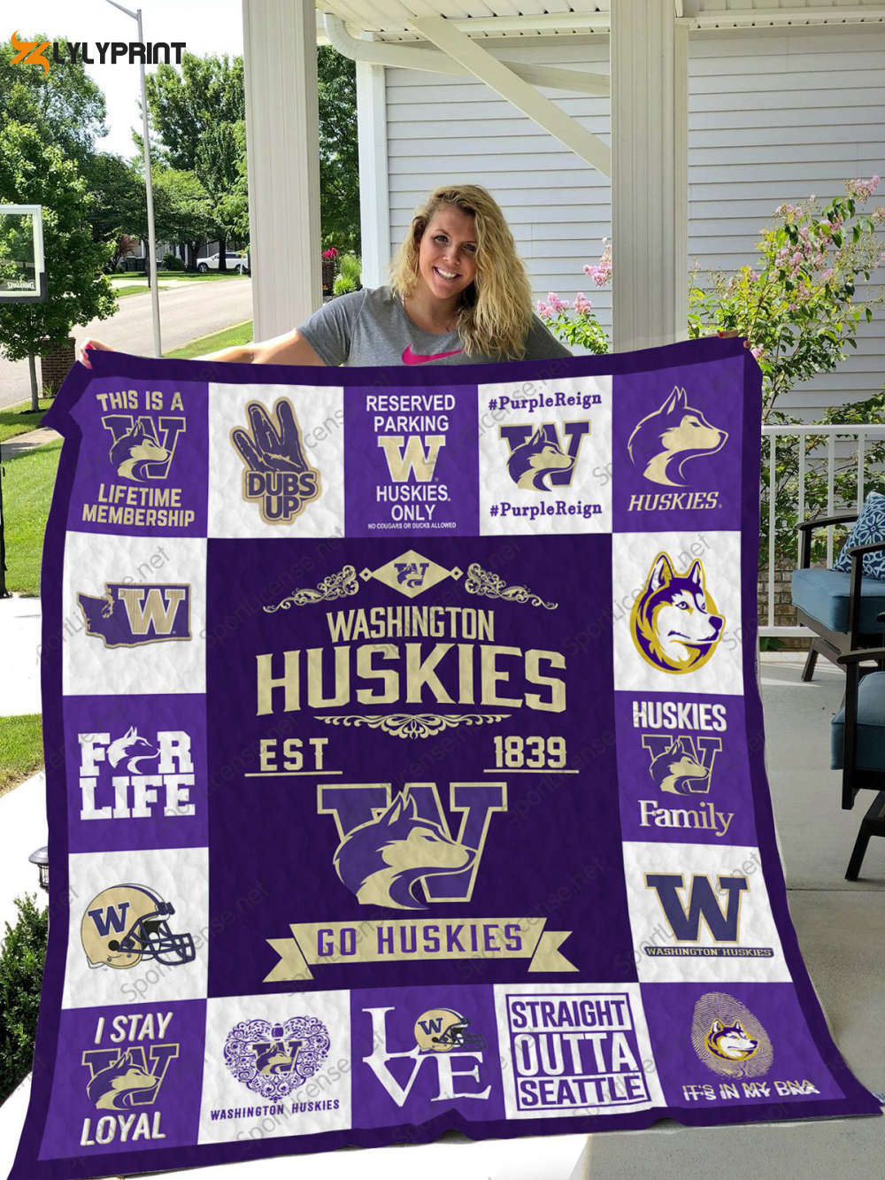 washington huskies 2 quilt blanket for fans home decor gift 1 1