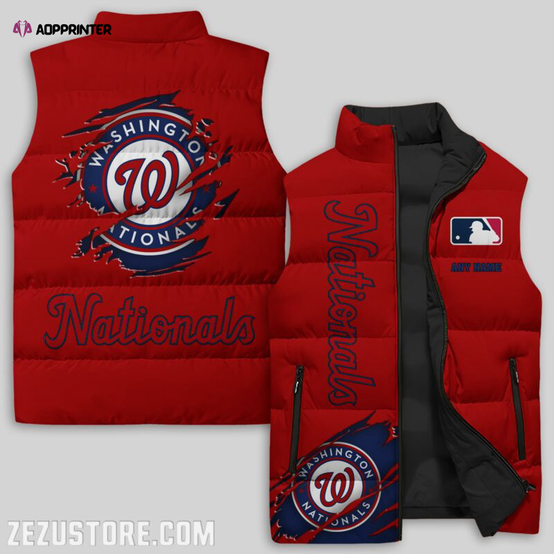 washington nationals mlb sleeveless puffer jacket custom for fans gifts