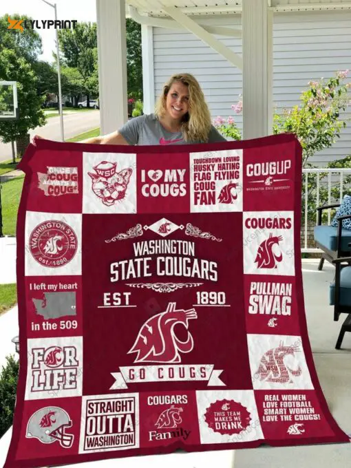 washington state cougars 3 quilt blanket for fans home decor gift