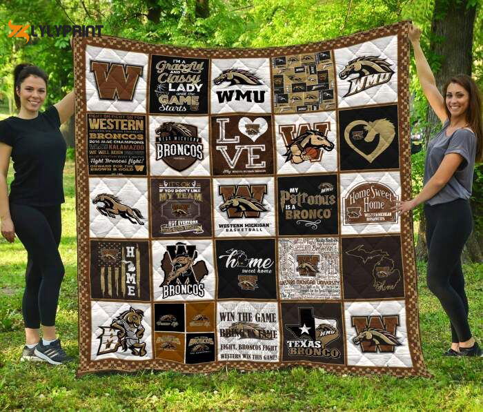 western michigan broncos quilt blanket for fans home decor gift